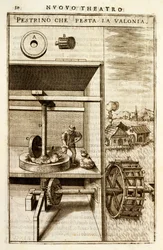 Eine wasserbetriebene Zerkleinerungs- oder Mahlmaschine, 1607